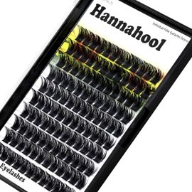 Hannahool Large Pack Wide Stem Cluster Eyelashes D Curl 10-20mm Available Handmade D Curl Wide Stem Individual False Eyelashes 5D Volume DIY Eye Lashes Extensions Beauty Tools (20mm)