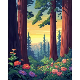 Natuyalo Forest Tree Paint by Numbers Kit for Adults Beginner Nature Landscape Adult Paint by Number Kits on Canvas Adults' Paint-by-Number Kits DIY Acrylic Painting Kits for Gift 16x20 Inch