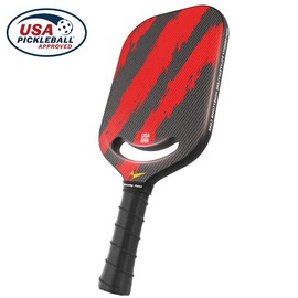 Warping Point Pickleball Paddle, Carbon Fiber, Thermoformed, Edgeless Design, USAPA Approved, 13mm/16mm/20mm Polypropylene Core, Textured Surface for Spin, Springtok:_Red 16MM