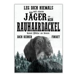 Dog Hunters Door Sign with German Text "Rauhaardack" [German Language] Dog Sign / Wall Art Gift Idea Funny Saying Dog Motif Aluminium Weatherproof Dog Sign