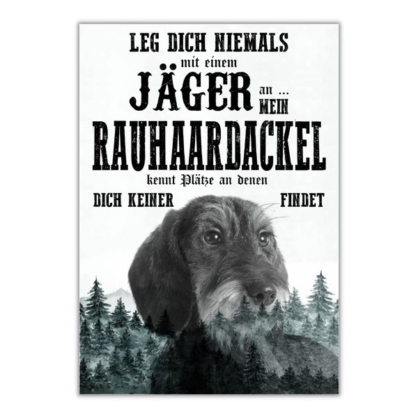 Dog Hunters Door Sign with German Text "Rauhaardack" [German Language]