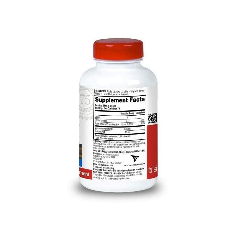 Schiff Glucosamine 2000mg with Vitamin D3 and Hyaluronic Acid, 150