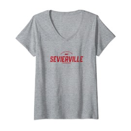Damen Sevierville Tennessee TN Sportliches rotes Sportlogo T-Shirt mit V-Ausschnitt