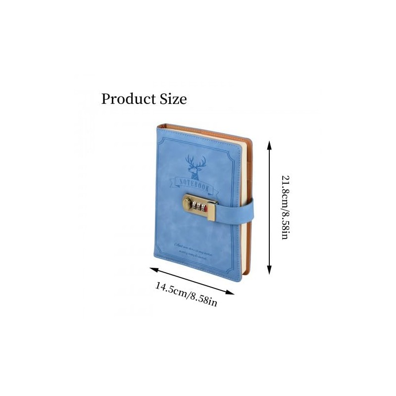 PU Leather Journal with Lock - 256 Pages Password Notebook