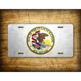 SignsAndTagsOnline.com Illinois Weathered Metal Flag License Plate Antique IL State Flag Auto Tag