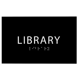 ADA CENTRAL SIGNS - 6" X4" Library Sign - ADA Compliant Tactile Graphics Grade 2 Braille Text Book Reading Sign | Wall Mount Plastic Information Convey, Study Room Sign for Office, School, and Home
