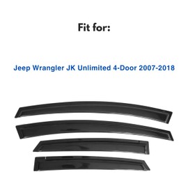 IG Window Visor for Jeep Wrangler JK Unlimited 4-Door 2007-2018, Rain Guard Tape-On Durable Side Vent Window Deflector, 2007 2008 2009 2010 2011 2012 2013 2014 2015 2016 2017 2018