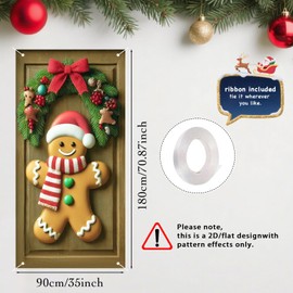 Nuxovilar Christmas Gingerbread Man Door Cover Banner 35x71 In Polyester