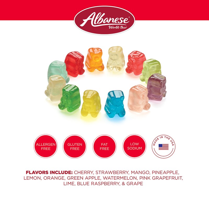 Albanese World's Best 12 Flavor Gummi Bear Cubs, 5lbs of