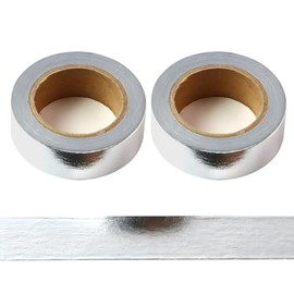 Silver Washi tape Silver foil washi tape for wall Decorative tape for crafts Washy-tape Mirror tape Silver strips for wall decor Metallic washi tape Silver duct tape(0.59in x33FT,Silver,2 rolls)