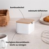 KOOK TIME Ceramic Sugar Bowl with Bamboo Spoon and Lid