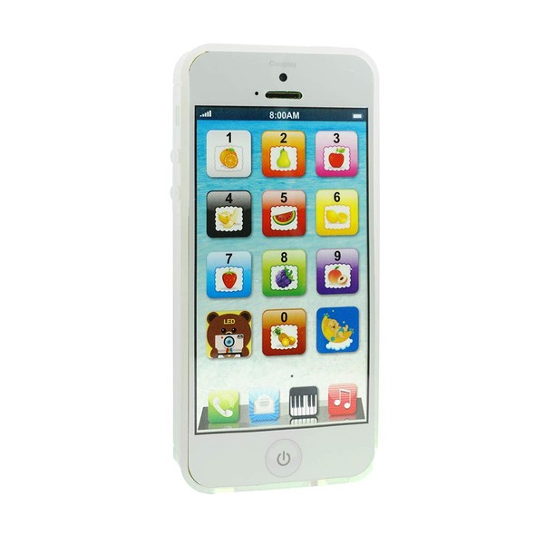 Cooplay Smart Phone Toy Music Lullaby YPhone Song Touch Screen USB Recharable Cell Phone Learning English Mobile for Toddler Child Ages 3 Years Old+ (White)