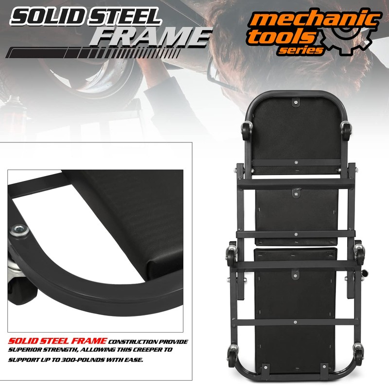 M-AUTO Foldable Z Creeper 2-in-1 Rolling Folding Car Creeper &