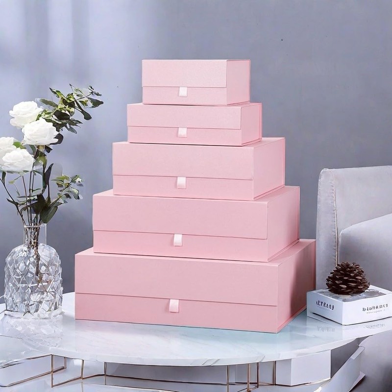 PLINJOY Pink Gift Box for Presents 10.8x7.5x3.5 Inches Magnetic Gift