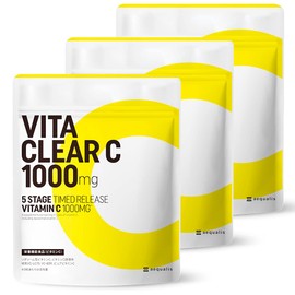 Set of 3 Bags: Vitamin Clear C, High Concentration, Vitamin C, Supplement, 1,000 mg LiPosome Vitamin C, Made in Japan