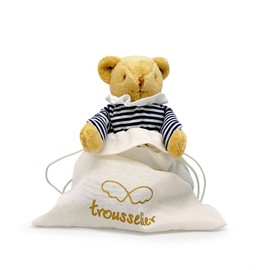 Trousselier - Baby Comforter Bear with Rattle Teddy Bear Cotton Newborn Gift Boys Girls Teddy Bear 20cm Comforter Blanket Newborn Unisex