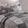 ABREEZE Grey Rose Floral Patchwork Quilts Cotton Queen Size Quilted