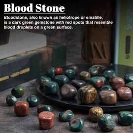 ZAICUS 1lb Blood Stone Tumbled Stones | Polished Crystals Healing | Natural Stones | Feng Shui | Chakra Balancing | Good Luck | Reiki Gift | Home Decor | Size 20-25 mm