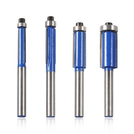 LEONTOOL 4pcs Flush Trim Router Bit Set 1/4" Shank Top Bearing Flush Trim Router Bit Milling Machine Woodworking Tools for Trimming Edging, Veneer, or Laminate