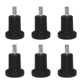JAKOUE 6 Pack Chair Feet Wheel Stopper Replacement Office Chair Feet Swivel，Low Profile Bell GlidesFixed Stationary Castors for Office Chair（Long）