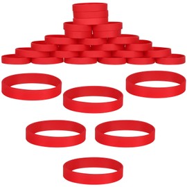 LVNRIDS 30 PCS Silicone Bracelets Wristbands for kid, Sports Rubber Elastic Wristband Bracelet for Party Decorations Favors Set Pack Red