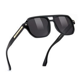 FEISEDY Women Polarized Aviator Sunglasses Men Classic Vintage 70's Style TR90 Acetate Frame UV400 B0203 Black