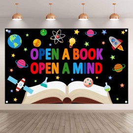 Luminora 72x43inch Fabric Reading Backdrop World Book Day Classroom Photography Background Elementary Library Bulletin Board Decorations Kids Photo Banner Props