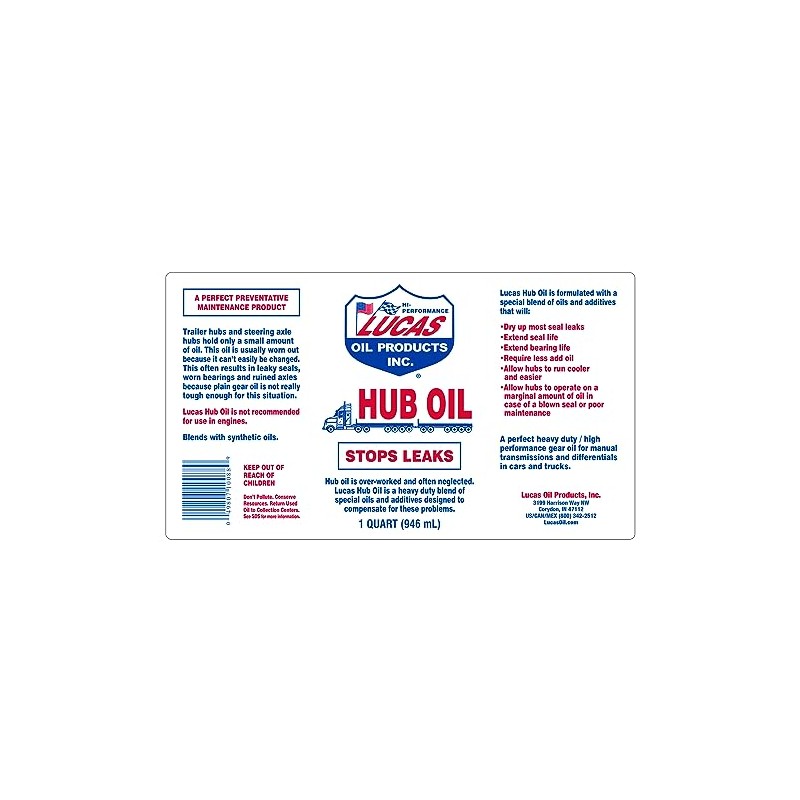 Lucas Oil 10088 Hub Oil - 1 Quart