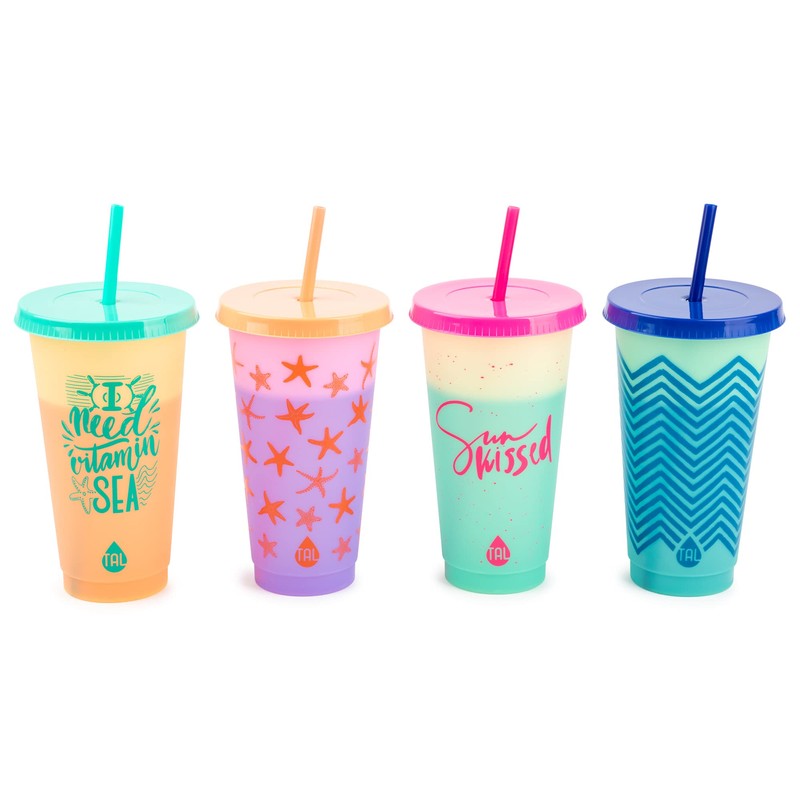 TAL Color Changing Cup with Lid and Straw 24oz, Pattern