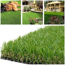 Petgrow Deluxe Realistic Artificial Grass Turf 3.3FTX5FT, 70 oz Face Weight /Drainage Holes / Rubber Backing, Indoor Outdoor Pet Faux Synthetic Grass Astro Rug Carpet for Garden Backyard Patio Balcony