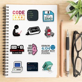 50 Pcs Programming Stickers Gifts for Kids Teens Developers Programmers Hackers Engineers, Cartoon Program Code Meme Mode Vinyl Decals for Decor Laptops Water Bottles Guitar Scrapbook
