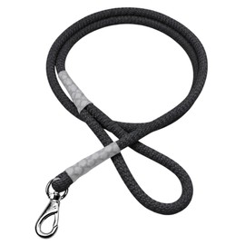 Correa para Perro Premium Hecha a Mano, Poliéster Textil de Alta Resistencia (14 a 45 kg) Destorcedor Tipo Gancho Muy Robusto, Colección Negro Obsidia