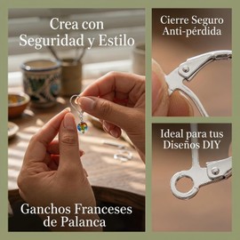 iplusmile 100 Piezas Ganchos Aretes Franceses de Palanca, Base de Aretes Tipo D para Hacer Joyería, Pendientes de Cobre Hipoalergénicos para Bisutería DIY, Color Plata