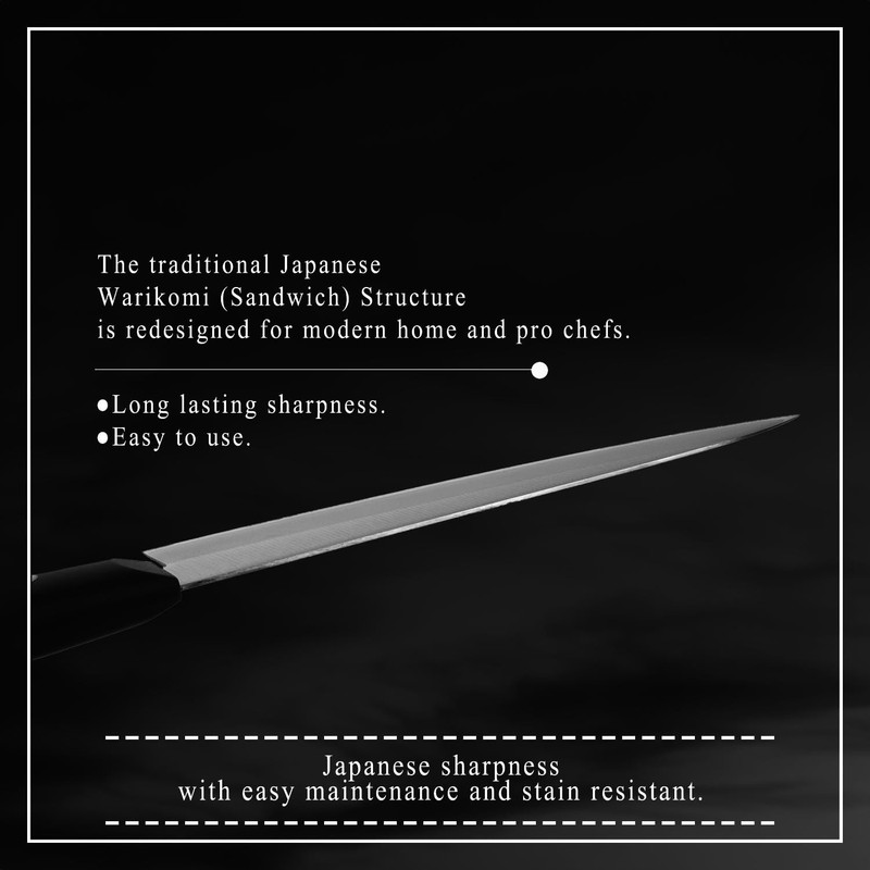 Syosaku Japanese Chef Knife Molybdenum Vanadium Stainless Steel w/o Bolster,