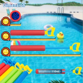 Water Guns for Kids - Noodle Design, Lightweight, 40ft Range, Squirt Blaster Guns Pool Toys for Kids, Adults, Bulk Summer Outdoor Swimming Pool, Backyard, Beach Water Game Fighting Play (6 Pack)