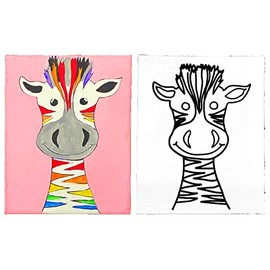 Pre Drawn Stretched Canvas Painting for Kids | Custom Theme | Birthday Gift GIRAFFE Animal Theme | Paint party favor | DIY (11x14)