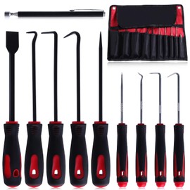 LEONTOOL 10 Piece Lock Pick and Hook Set Includes Angled Straight Full Hooks, Scraper and Magnetic Telescopic Tool Set, Precision Pick Tool Set for