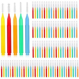 100 Pieces Braces Brush for Cleaner Interdental Brush Toothpick Dental Tooth Flossing Head Oral Dental Hygiene Flosser Toothpick Cleaners Tooth Cleaning Tool (Delicate Colors,Plenty Sizes)