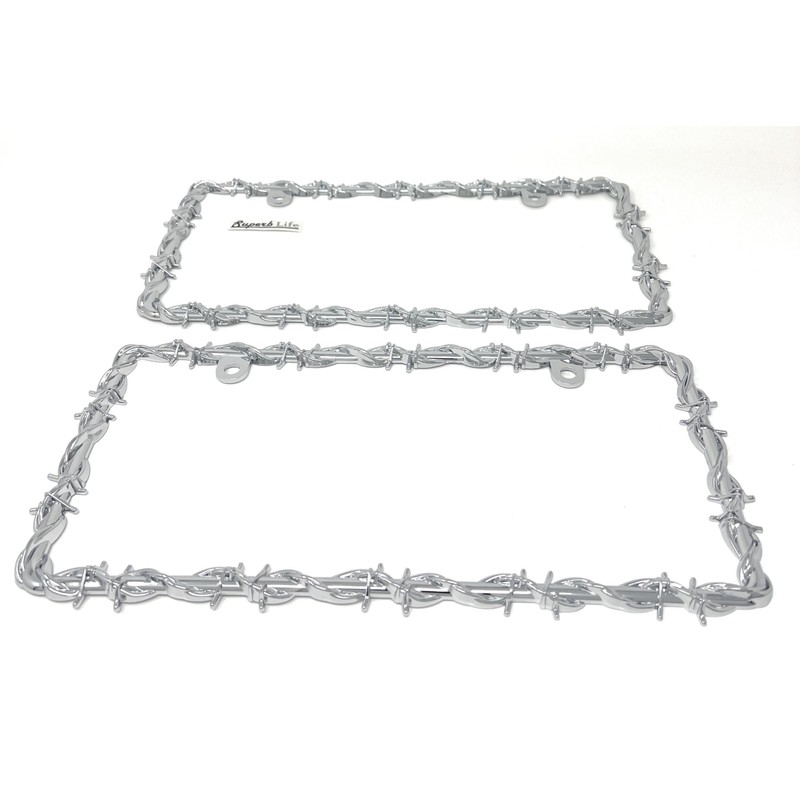 Universal Barbed Wire Design Plastic License Plate Frames, Set of