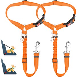 DVEDO 2 in 1 Dog Seatbelts for Cars, 3 Pack Pet Safe Guard Car Seat Belt Headrest Restraint Clip Puppy Adjustable Dog Car Harness Belt with Anti-Shock Elastic Bungee Buffer for All Vehicles