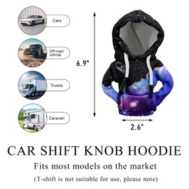 Yourkar Car Shift Knob Hoodie Cover, Funny Gear Shift Knob Protector, Mini Warm Hoodie Shifter Decoration Cover for Most Cars, SUVs, Trucks, Universal Interior Car Accessories (Starry Sky)