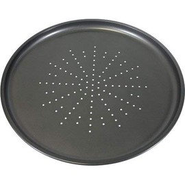 2 X Prochef Non-Stick Large 32.5cm/12.5inch Carbon Steel Pizza Tray - Fridge, Freezer & Dishwasher Safe with 5 Year Guarantee - Black