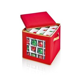 Premier Decorations Christmas Bauble Storage Bag - 31cm x 31cm x 31cm - Red - 64 Spaces - Christmas Storage - Bauble Bag - Christmas Decoration Storage