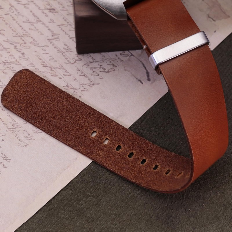 ADDIESDIVE Military Leather Watch Straps 20 mm Retro Leather Strap