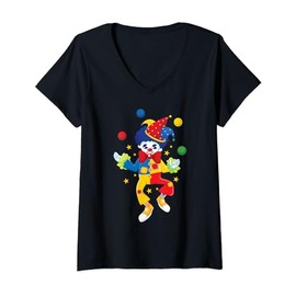 Womens Clown Juggling Juggler Gift Circus Staff Carnival Costume V-Neck T-Shirt
