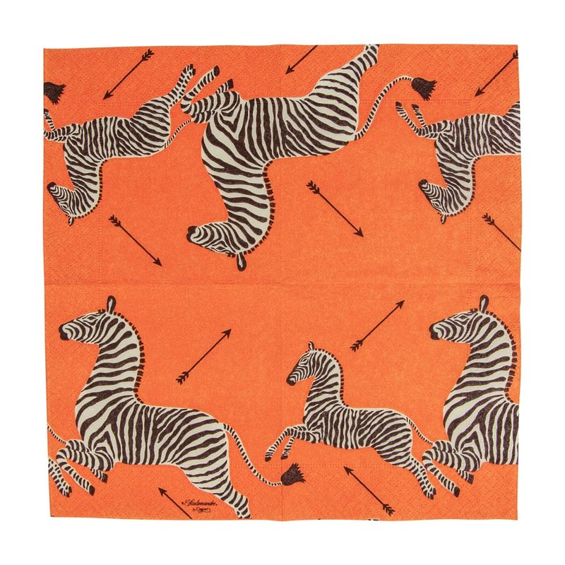 Caspari Zebras Orange Cocktail Napkins - 20 Per Package, 2