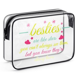 Bestie Gifts for Women Best Friend Friendship Gift Makeup Bags Sisters Gifts from Sister Bestie Birthday Gifts Mother's Day Christmas Valentines Gift for Bestie Clear Toiletry Bag PVC Cosmetic Bag