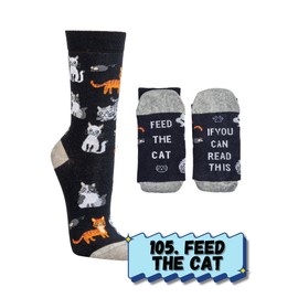 krautwear Men's Women's 2 Pairs Colourful Patterned Stockings 30th Birthday Dad Mum Gift Ideas, feedthecat