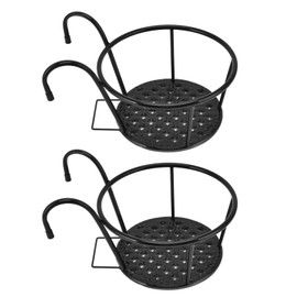 QANYEGN 2 Iron Hanging Baskets, Railing Plant Holder, Metal Fence Planter for Patio, Balcony, Porch, Patio Decoration