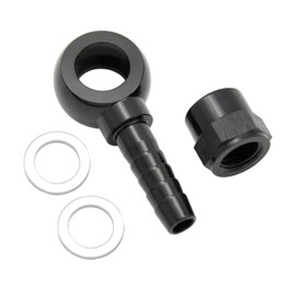 KRD PERFORMANCE Fuel Adapter Kit Set M12 12mm Banjo Outlet to -8 MM(5/16") Barb for Bosch 044 Fuel Pump with Washer and M12 x 1.5 Female Cap, Black Aluminum